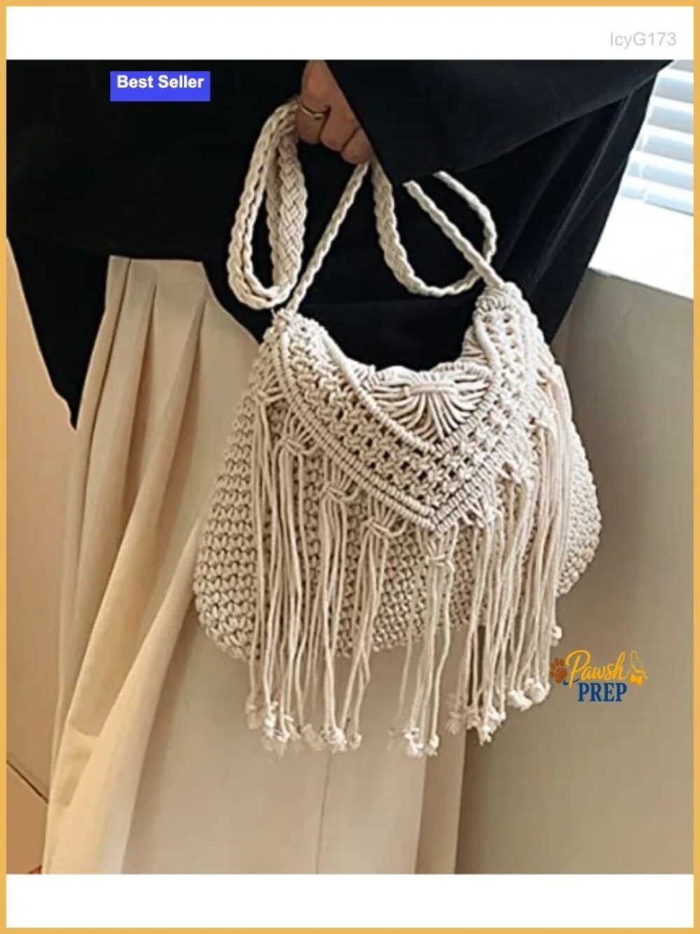 Cute Macrame Crochet Hobo Crossbody Purse Summer Beach Bag Tassels Shoulder Tote